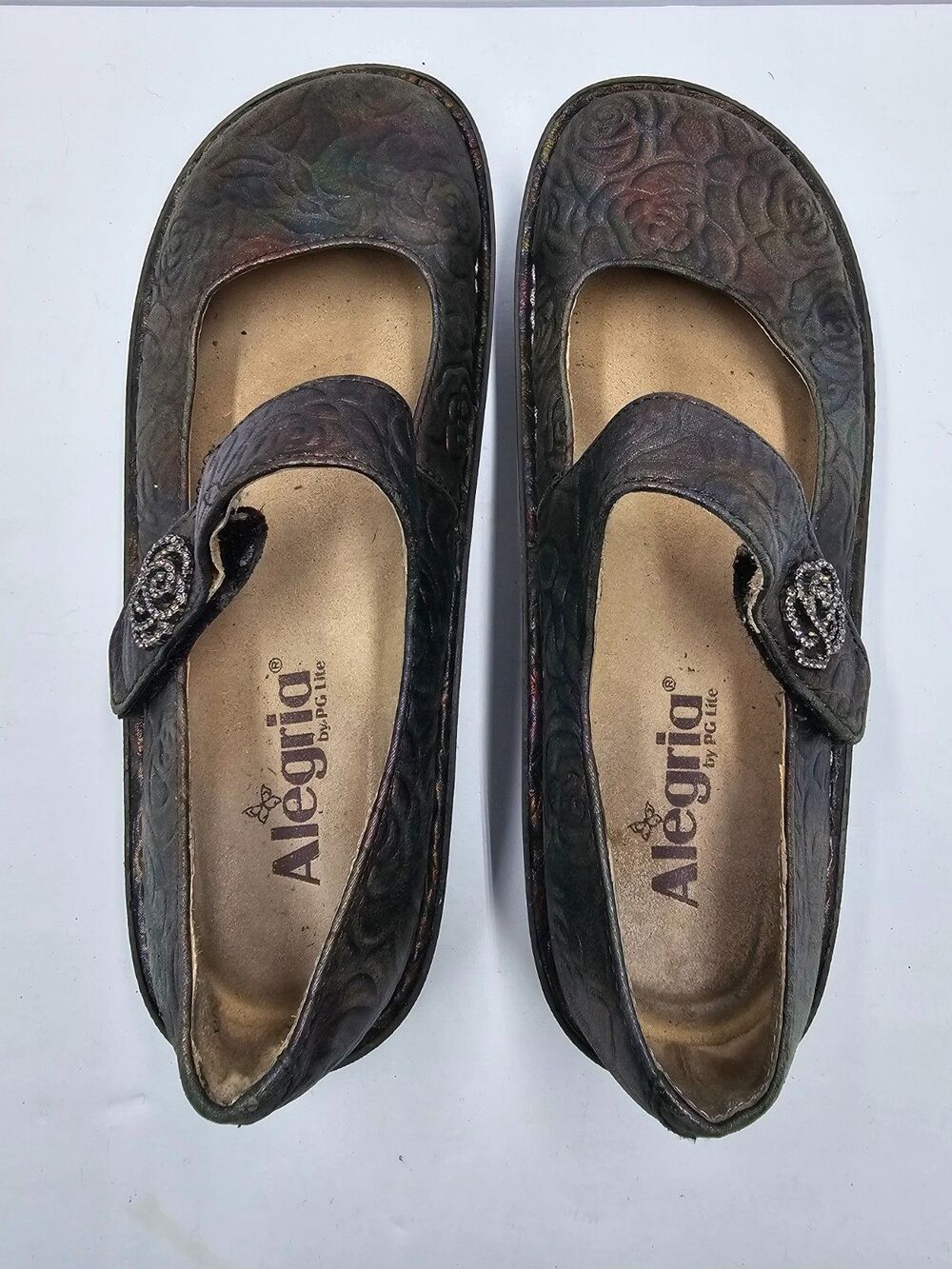 Alegria Paloma Floral Iridescent Leather Mary Jane Shoes Womens EU 38 US 8-8.5 - Picture 7 of 10